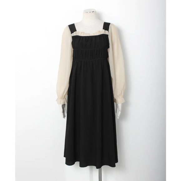 Japanese Style Back Ribbon Sheer Sleeve Dress US 2-4 [With Tag] - Picture 3 of 9